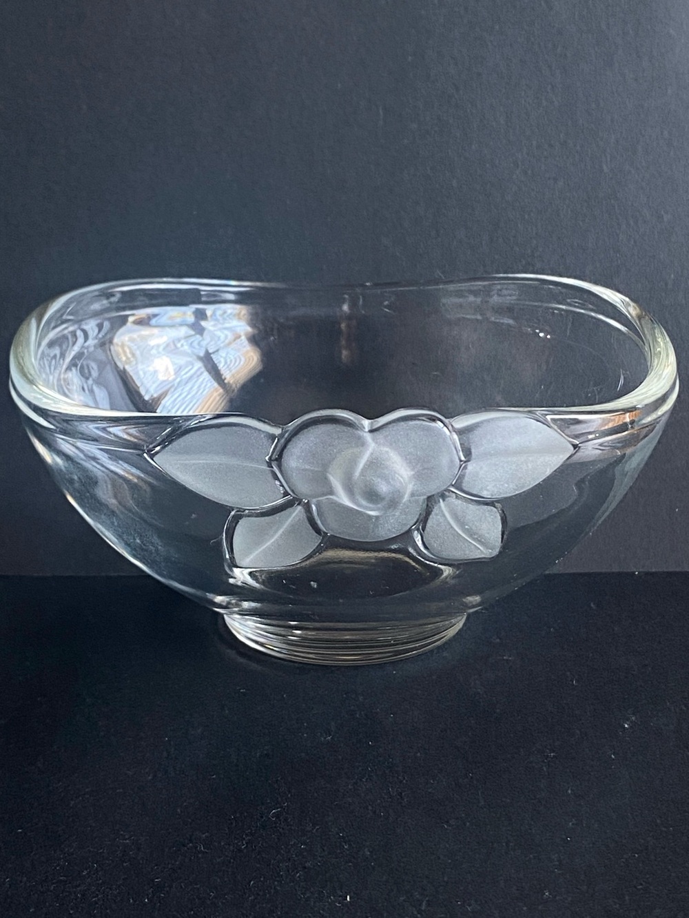 Vintage Walther-Glas/ Mikasa Satin Rose Rosemont Clear Frosted Glass Bowl Wavy